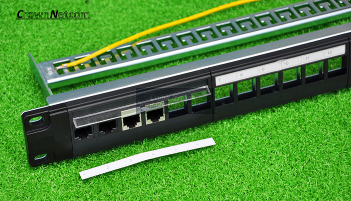 19" 1U UTP/STP 24Port  Unload Modular Blank Patch Panel with manager bar and grounding wire Multi-functional patch panel